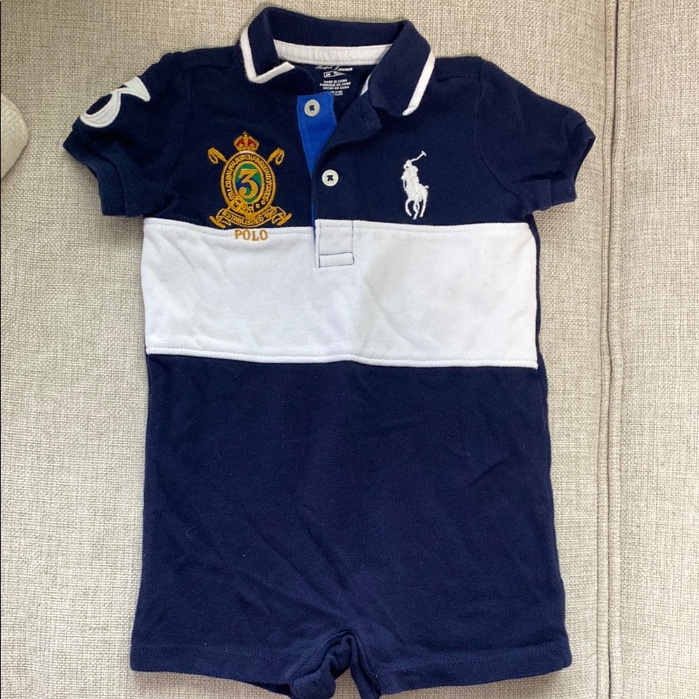 Ralph Lauren Navy and White Polo Romper
